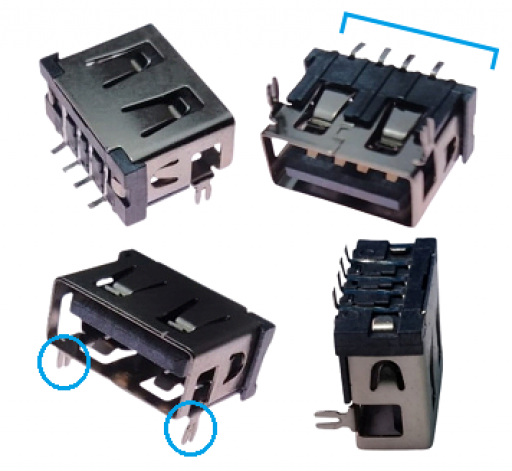 Conector Jack USB 2.0 A Fêmea 4 Pinos 2 Garras